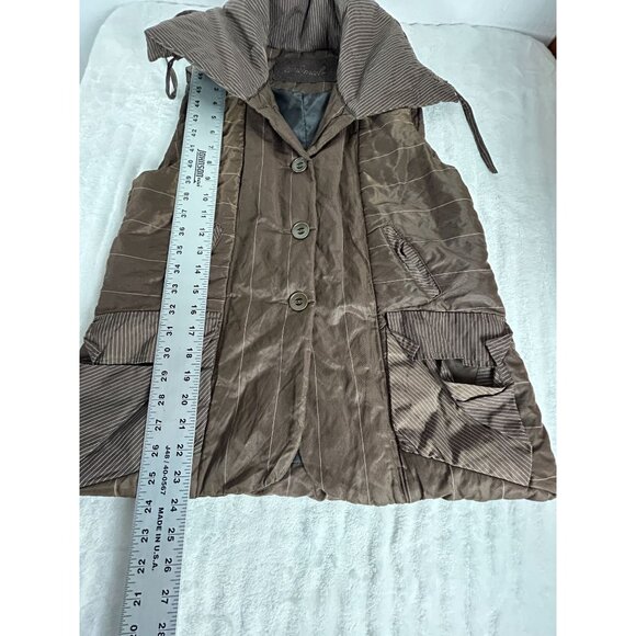 Animale Womens Quilted Brown Vest Jacket Oversized Collar Pockets Size 8 Outdoor - Picture 10 of 11